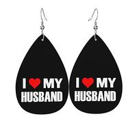 J'aime mon mari Boucles d'oreilles en cuir pour femmes Dangle Boucle d'oreille Pendentif avec crochet Cadeaux pour fille adulte