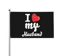 J'Aime Mon Mari Drapeau Maison Double Face Drapeau Résistant Bannière Cour 90X150Cm Pour Fêtes Toutes Les Saisons Anniversaires