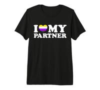 J'aime Mon Partenaire Mignon et drôle NB Enby Nonbinary Gender Queer T-Shirt Haut de Gamme