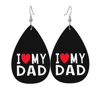J'aime mon père Boucles d'oreilles en cuir pour femmes Dangle Boucle d'oreille Pendentif avec crochet Cadeaux pour fille adulte