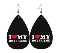 J'aime mon petit ami 2 boucles d'oreilles en cuir pour femmes pendantes boucle d'oreille goutte pendentif avec crochet cadeaux pour fille adulte