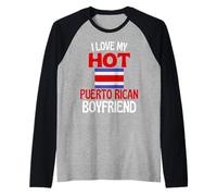 J'aime Mon Petit ami portoricain Chaud, Funny Puerto Rico Manche Raglan