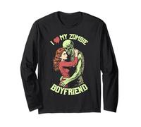J'aime mon petit ami zombie Halloween Vintage Horror Couple Manche Longue