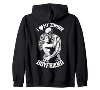 J'aime mon petit ami zombie Halloween Vintage Horror Couple Sweat à Capuche