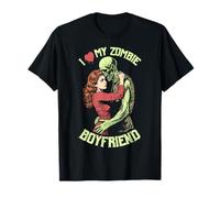 J'aime mon petit ami zombie Halloween Vintage Horror Couple T-Shirt
