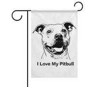 J'aime mon pitbull ! Drapeau tendance et résistant pour festivals, jardins, pelouses, intérieur et extérieur.