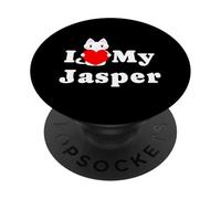 J'aime Mon propriétaire de Chat Jasper Amoureux des Chatons PopSockets PopGrip Adhésif