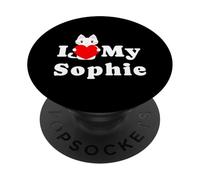J'aime Mon propriétaire de Chat Sophie PopSockets PopGrip Adhésif