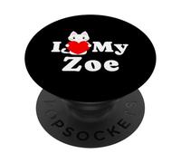 J'aime Mon propriétaire de Chat Zoe Amoureux des Chatons PopSockets PopGrip Adhésif