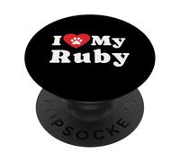 J'aime Mon propriétaire de Chien Ruby PopSockets PopGrip Adhésif