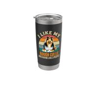 J'aime mon Rough Collie et peut-être un propriétaire de chien drôle à 3 personnes Gobelet isotherme en acier inoxydable double paroi