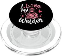J'aime Mon Soudeur, Femme soudeuse drôle, Femmes et Filles PopSockets PopGrip pour MagSafe