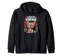 J'aime Mon Yorkie Mignon Chiot Yorkshire Terrier Empreinte Sweat à Capuche