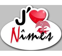 j'aime Nîmes - 5x3.7cm - Autocollant(sticker)