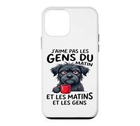 J'aime Pas Les Gens du Matin Humour Chien Café Cadeau Coque pour iPhone 12 Mini