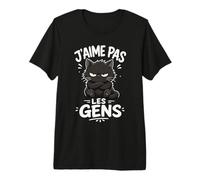 J'aime Pas Les Gens - Humour Drole Chat Mignon Grognon T-Shirt Haut de Gamme