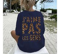 "J'AIME PAS LES GENS" Imprimé léopard avec graphique de lettres, T-shirt ample pour femmes, Top d'été, Série K-Pop Warrior, Top en pur coton, Vêtements pour femmes, Vêtements d'été pour femmes, Tricot