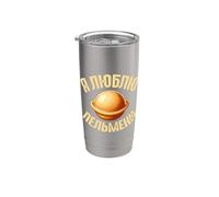 J'aime pelmeni disant en russe drôle de Russie Gobelet isotherme en acier inoxydable double paroi