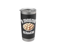 J'aime pelmeni disant en russe drôle de Russie Gobelet isotherme en acier inoxydable double paroi