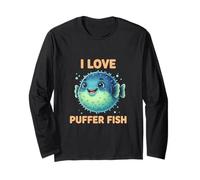 J'aime Pufferfish Puffer Sea Fish Lover pour Filles, Enfants et garçons Manche Longue