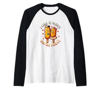 J'aime Quand tu ES Un Couple de Corny Corndog Manche Raglan