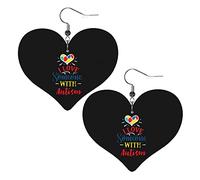 J'aime quelqu'un avec l'autisme boucles d'oreilles en cuir pour les femmes balancent boucle d'oreille goutte coeur pendentif avec crochet cadeaux pour fille adulte