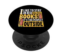 J'aime rester au lit et lire des livres, il y a trop de monde dehors PopSockets PopGrip Adhésif