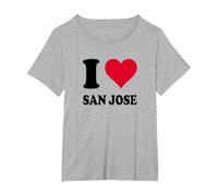J'aime San José T-Shirt, Femme Grandes Tailles, Gris Chiné, 3X