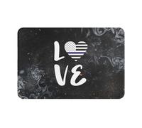J'aime Thin Blue Line Tapis De Bain Absorbant Tapis De Douche Lavable en Machine Welcome Paillassons pour Salon Baignoire Chambre 40X60Cm