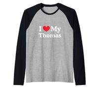 J'aime Thomas Heart Thomas Love Thomas Manche Raglan