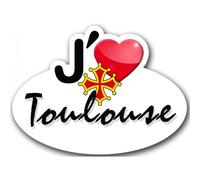 J'aime Toulouse - 5x3.7cm - Sticker/Autocollant
