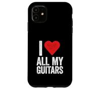 J'aime Toutes Mes Guitares pour Guitariste collectionneur Coque pour iPhone 11