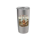 J'aime un castor sauvage | Funny Beaver Gobelet isotherme en acier inoxydable double paroi