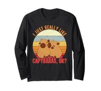 J'aime Vraiment Capybaras Ok Retro Rodent Funny Capybara Manche Longue