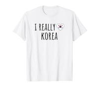 J'aime Vraiment la Corée T-Shirt Graphique avec Valeur, Homme, Blanc, L