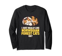 J'aime Vraiment Les Chats des forêts norvégiennes Ok Animal Cute Cat Manche Longue