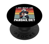 J'aime Vraiment Les Pandas, ok, drôle, Graphique rétro PopSockets PopGrip Adhésif