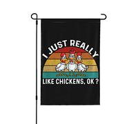 J'aime vraiment vraiment les poulets Ok drapeaux J'aime vraiment vraiment les poulets Ok drapeau de jardin drapeaux de jardin drôles 12 x 18 drapeau de maison double face pour toutes les saisons