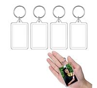 Jaimela 4 Pièces Porte-Clés Photo en Acrylique, Porte Clef Photo Transparent Vierge, avec Anneau Brisé pour Photo 2.7 * 4.6cm, pour Clés, Travaux Manuels, Cadeaux