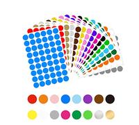 Jaimela 864 Pièces Gommettes Autocollantes Rondes, 16 Couleurs 20mm, 16 Feuilles, Pastilles Autocollantes de Couleur, pour Calendriers Scolaires Bureau Carte Bleu,Rouge