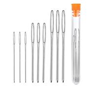 Jaimela 9 Pièces Aiguille a Laine Aiguille à Coudre, 3 Tailles Aiguilles à Broder, Aiguilles à Main avec 1 Tube de Rangement pour Patchwork Matelassage Point de Croix Canevas Tricoter Broderie