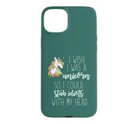 J'AIMERAIS ÊTRE Une Licorne pour POIGNARDER des Idiots avec MA TÊTE Meme Coque pour iPhone 15 Plus
