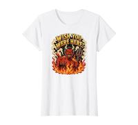 J'aimerais Que tu sois là, Hell Devil Funny T-Shirt Graphique avec Valeur, Femme, Blanc, L