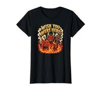 J'aimerais Que tu sois là, Hell Devil Funny T-Shirt Graphique avec Valeur, Femme, Noir, XS