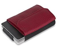 Jaimie Jacobs Portefeuille Homme Nano Boy Pocket Portefeuilles Minimaliste Porte-Monnaie Fin Mini Wallet Porte-Carte Pince à Billets (Cuir Grainé Rouge)