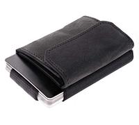 Jaimie Jacobs Portefeuille Homme Nano Boy Pocket Portefeuilles Minimaliste Porte-Monnaie Fin Mini Wallet Porte-Carte Pince à Billets (Cuir de Buffle Noir)