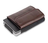 Jaimie Jacobs Portefeuille Homme Nano Boy Pocket Portefeuilles Minimaliste Porte-Monnaie Fin Mini Wallet Porte-Carte Pince à Billets (Saffiano Brun)
