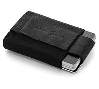 Jaimie Jacobs Portefeuille Homme Nano Boy Portefeuilles Minimaliste Porte-Monnaie Fin Mini Wallet Porte-Carte Pince à Billets (Cuir de Buffle Noir)