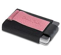 Jaimie Jacobs Portefeuille Homme Nano Boy Portefeuilles Minimaliste Porte-Monnaie Fin Mini Wallet Porte-Carte Pince à Billets (Cuir Grainé Rose)
