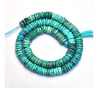 Jaipur Gems Mart AAA + Turquoise Gemstone 7mm Perles Heishi Ombrées Facettes | Fil de 14"| Pièce de Pierre Semi-précieuse en Turquoise de l'Arizona | Perles de Disque Turquoise